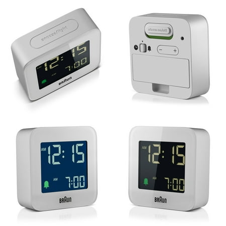 Braun BN-BC08W White Digital LCD Travel Quartz Alarm Clock Square 2.9