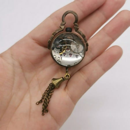 Bronze Crystal Ball Bell Mechanical Clock Table Pocket Watch A5 Chinese