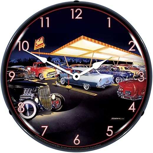 Bruce Kaiser "Ted's Drive-in" Hotrod Lighted Wall Clock