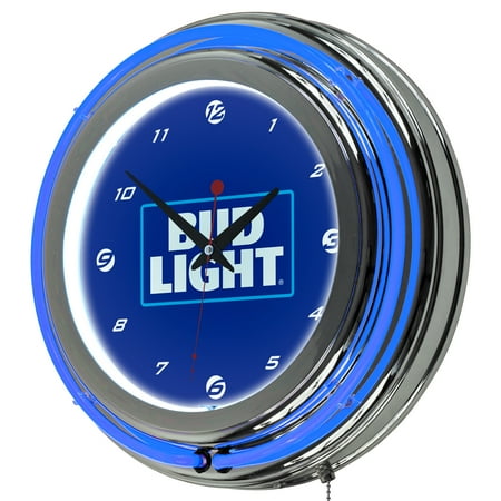 Bud Light 14 Inch Neon Wall Clock - Block Text