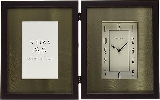 Bulova B1234 Winfield Picture Frame Clock, Espresso Brown