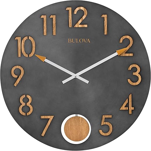 Bulova C4119 Flatiron Wall Clock, Burnished Steel Metal