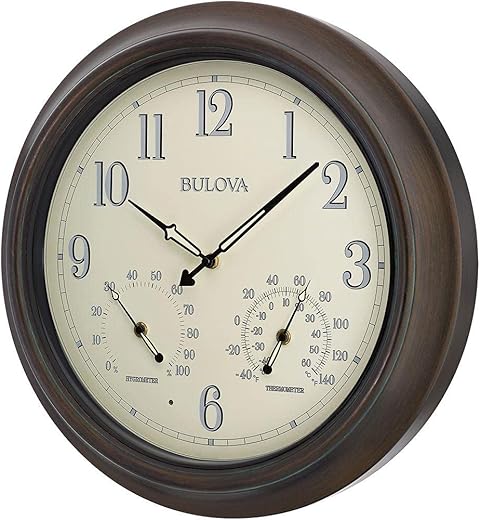 Bulova C4813 Weather Master Wall Clock, 18", Black