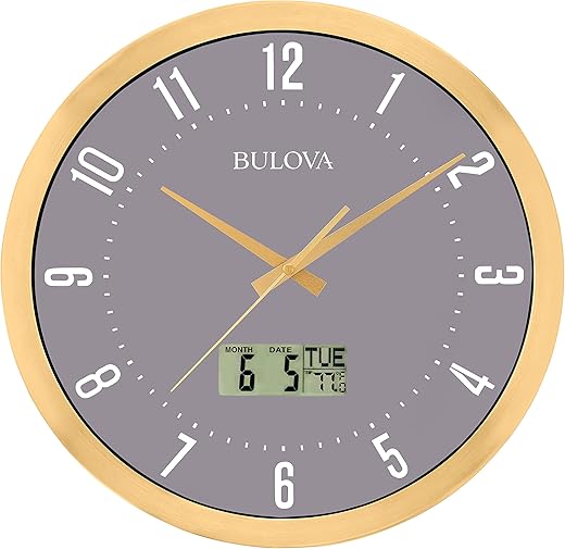 Bulova C4830 Lobby Wall Clock, 14, Gold