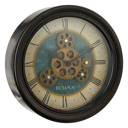 Bulova Clocks C4833 Industrial Motion 12.8 Inch Round Wall Clock, Black