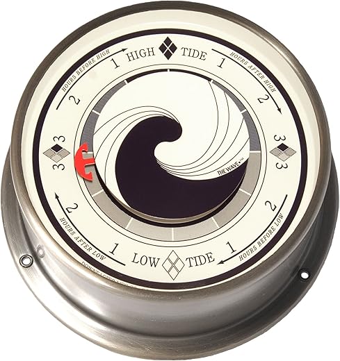 Cape Cod Wind & Weather, Inc. New Downeaster Tide Clock, The Wave' in Brushed Nickel