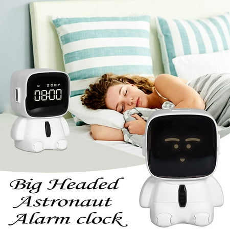 capino Big Headed Astronaut Timer, Intelligent Digital Wake Up Alarm Clock for Deep Sleepers Adults Teenagers Kids