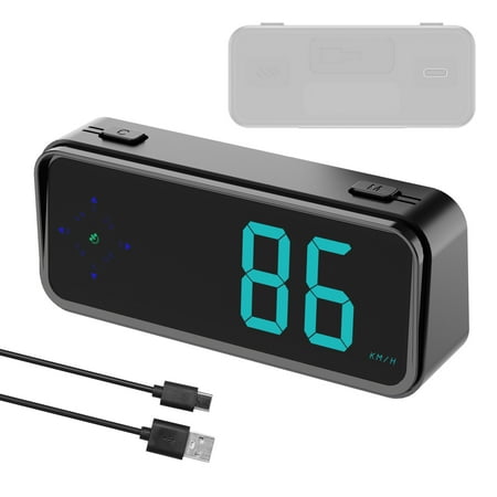 Car Headup Display GPS Digital Speedometer KM/H MPH Switchable with Colorful LED Display, Digital Clock, Driving Direction Display, Overspeed Alarm for Car Truck SUV RV