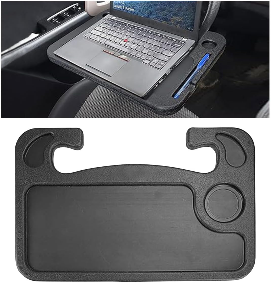 Car Steering Wheel Tray, Computer Office Car Table Tray, Auto Steering Wheel Desk for Eating, Multipurpose Car Desk Travel Accessories for Most Vehicles Steering Wheel (Black)