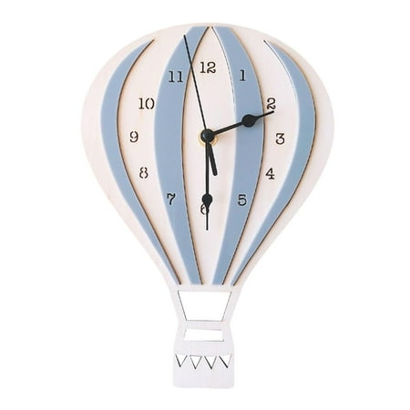 Cartoon Hot Air Balloon Clock Silent Non Ticking Crafts Nordic Clock for Dining gray