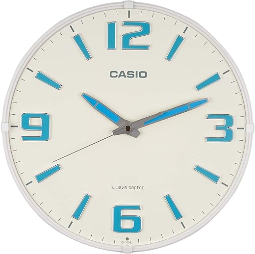 CASIO IQ-1009J-7JF Wall Clock, Radio Clock, White, Analog, Night Second Hand Stop Function