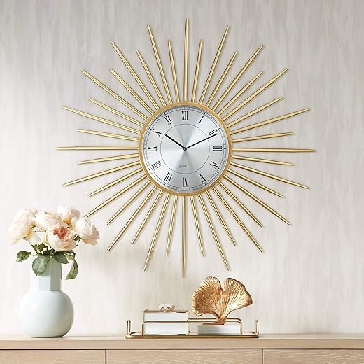 Castallia Gold 28" Round Metal Wall Clock