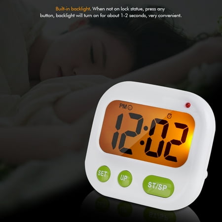 Ccdes Alarm Clock, Vibration Alarm Clock,Music/Vibration Digital LCD Alarm Clock Electronic Kitchen Timer with Backlight