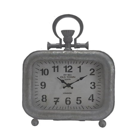 CC Home Furnishings 11.25 Silver and Black Classic Vintage Rectangular Short Table Clock