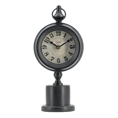 CC Home Furnishings Round Pedestal Table Clock - 14.5 - Black and White