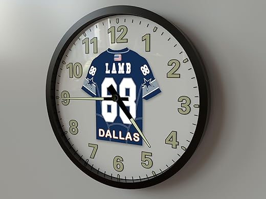 CEEDEE LAMB DALLAS FOOTBALL GIFTS - COW BOYS SUPERSTAR GLOW IN THE DARK FOURTEEN INCH WALL CLOCK!!!