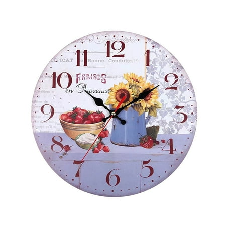 CHEEPUM Dealer Button Metal round Crock Pot with Timer 30cm Retro Style Sunflower Wall Clock Home Living Room Bedroom Decoration Wall Clock