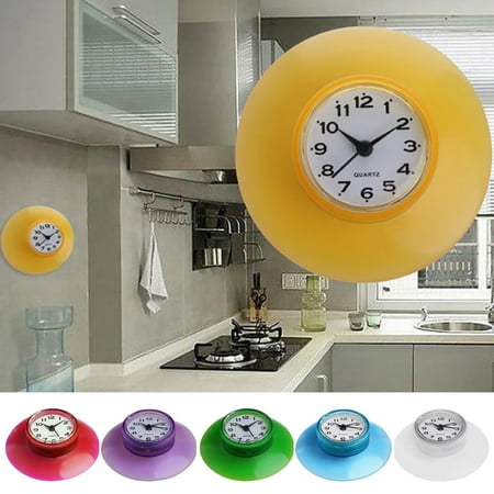 Cheers.US Waterproof Fashion Clock for Home Living Room Bedroom Decor & Waterproof Bathroom Kitchen Round Suction Cup Refrigerator Wall Clock Decoration