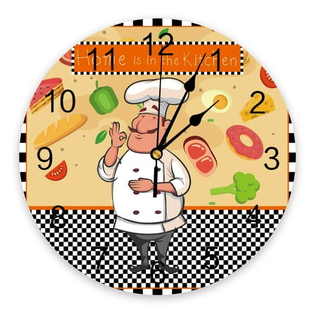 Chef Kitchen Gourmet Knife And Fork Large Wall Clocks Kids Room Silent Wall Watch Office Home Decor 10 Inch Hanging Watch Gift