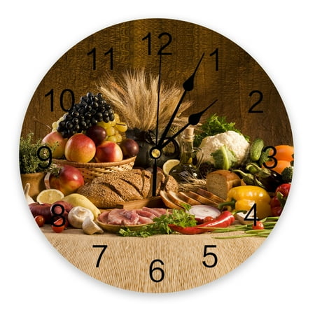 Chef Kitchen Gourmet Knife And Fork PVC Mute Wall Clock Wall Decor Living Room Digital Round Clock Printed Clocks Table Watch