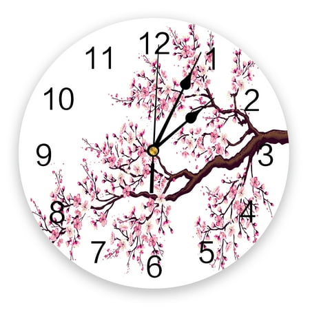 Cherry Blossom Mount Fuji Japan rative Round Wall Clock Custom Design Non Ticking Silent Bedrooms Large Wall Clock