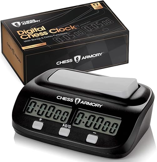 Chess Armory Digital Chess Clock - Portable Timer with Tournament and Bonus Time Features