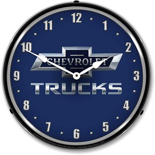 Chevrolet Trucks 100th Anniversary LED Wall Clock, Retro/Vintage, Lighted, 14 inch