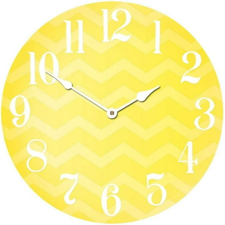 Chevron Yellow Wall Clock | Beautiful Color, Silent Mechanism, Made in USA