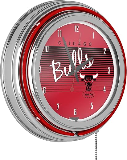 Chicago Bulls Hardwood Classics NBA Chrome Neon Clock