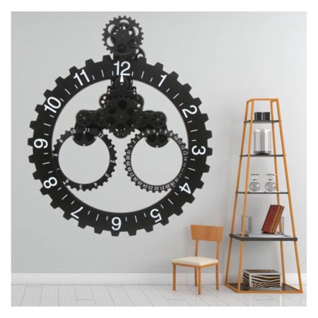 ChicCrest 27 Industrial Mechanical Moving Gear Clock Metal Gear Wall Clock Black Decor