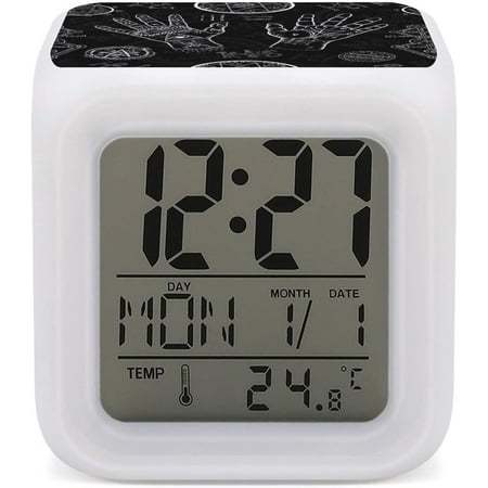 Chiromancy Human Hands Mini Digital Alarm Clocks, Led Night Glowing Cube Clock Desk[3995]