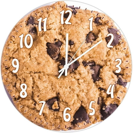 Chocolate Cookie Wooden Decorative Wall Clock 10Inch Round Clocks Food Kitchen Decor Decorative Wall Clocks Non Ticking Silent Wall Clocks Restaurant Clock Modern Decor For Kitchen Dinning Room