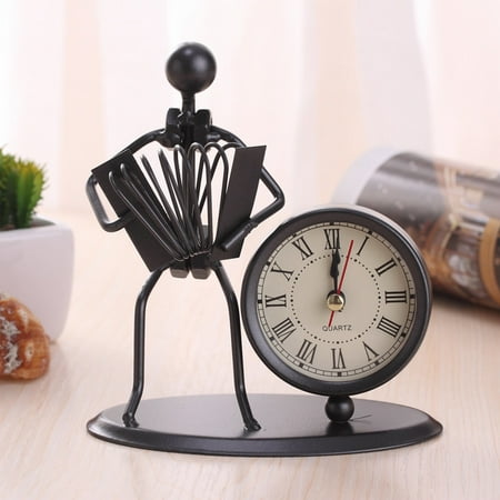 Christmas Clearance Desktop Ornament,Creative Iron Stainless Steel Small Desk Clock Iron Retro Personality Clock Gift Birthday Gift Iron Table Alarm Clock With Musical Instruments Gadgets De,by Style