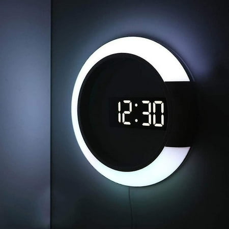 Christmas Led Wall Clock, Creative Remote Control, Digital Clock, Hollow Mirror, Temperature Alarm, 7 Colors Changing, Night Light For Home Office