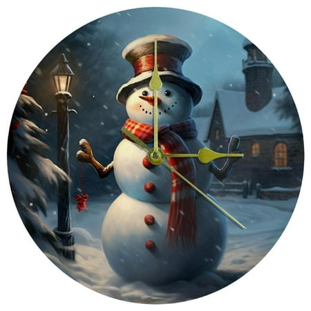 Christmas snowman retro Circular Acrylic Wall Clock for Modern Décor - Silent & Stylish Timepiece with Quartz Movement - 12-inch Diameter, Non-Ticking Design