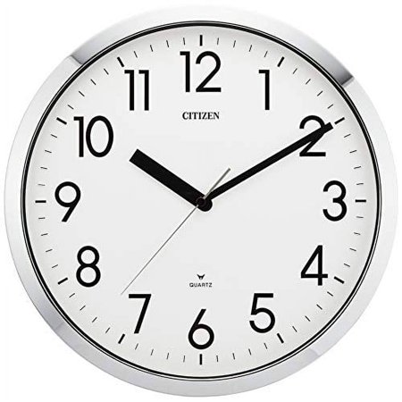 Citizen Wall Clock Analog Spacey M522 Reinforced Splashproof Dustproof Office Silver Citizen 4MG522-050