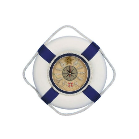 Classic White Decorative Lifering Clock with Blue Bands 12