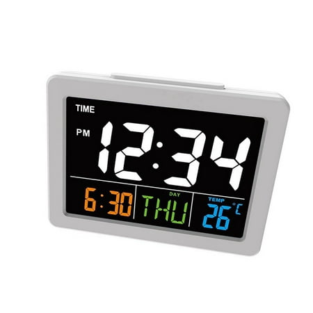 Clearance Sale! Dusknt Clock, Clock, Digital Wall Clock Color Large Screen Lcd Display Alarm Clock with Date and Day of Week Temperature Desk Clock For Office Living Room Bedroom, 1X Clock, White