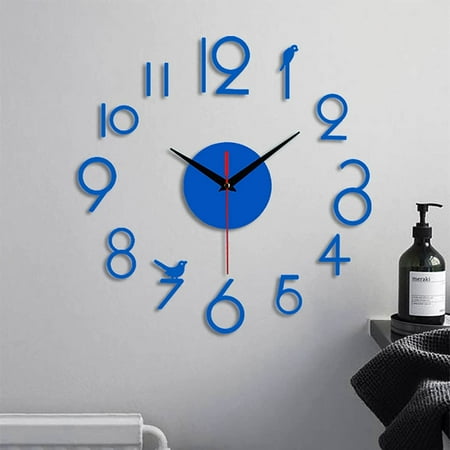 Clearance Sale! Ikeay Pendant Decoration,Frameless 3D Wall Clock Large Silent for Living Room Modern Wall Clock Number for Bedroom Home Office Decor Easy to Assemble