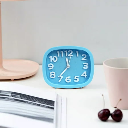 Clearance!Small Battery Operated Analog Travel Alarm Clock,Silent No Ticking, Lighted on Demand and Snooze, Beep Sounds, Gentle Wake, Ascending Alarm, Easy Set (Blue)