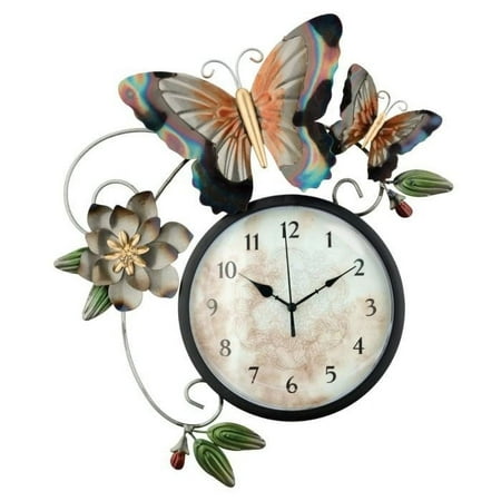 Clock - Metallic Butterfly