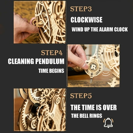 Clock for Bedroom Grandfather Clock Led Clock Light Wooden 3D Puzzle Model Educational Toy Diy Owl Clock Is Very Difficult for Adult