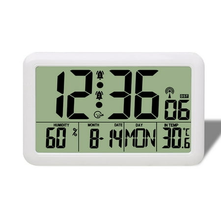 Clock with Indoor Outdoor Temperature Wireless,Precision Sensor,7.5 Inch LCD Display with Backlight,Self-Setting