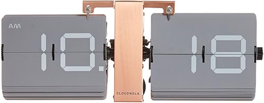 Cloudnola Flipping Out Wall and Tabletop Flip Clock, Grey and Copper, Battery Operated Digital Display