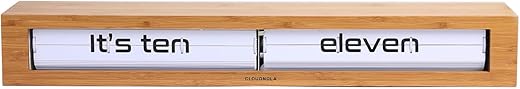 Cloudnola Texttime Wood Wall and Tabletop Flip Clock and Wall Decor, Bamboo and White, 24 inches Wide, Battery Operated Digital Display, Perfect for Living Room, Kitchen, Office and More!