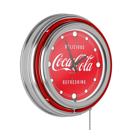 Coca-Cola Vintage Retro Neon Analog Wall Clock with Pull Chain