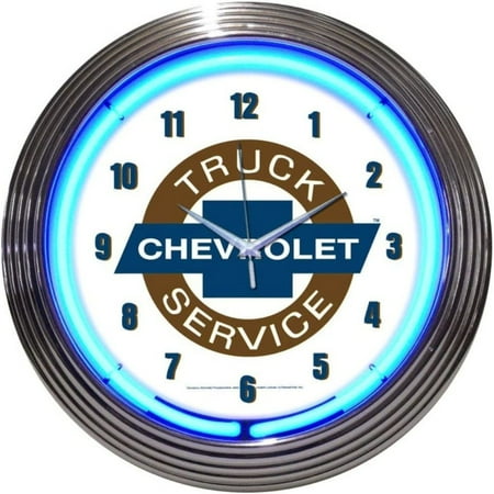 Codllyne Cars and Motorcycles Chevy Truck Neon Wall Clock, 15-Inch, Chrome rim with a single ring of blue neon By Brand Codllyne