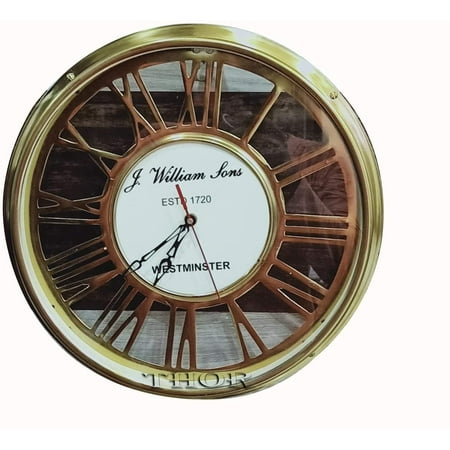 Collectible Brass Vintage Wall Clock Nautical Style Decor Clock