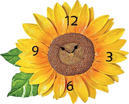 Collections Etc Hand-Painted Country Sunflower Wall Clock Decor