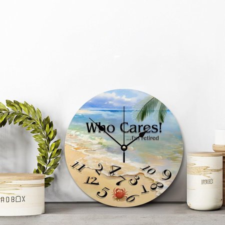 Colorful Who Cares I Am Retired Wall Clock Beach House Large Wall Clocks Ba